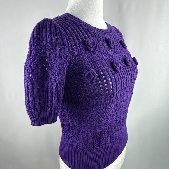 Tristan boho romantic purple crochet knit top – Women's Small - Picture 3 of 7